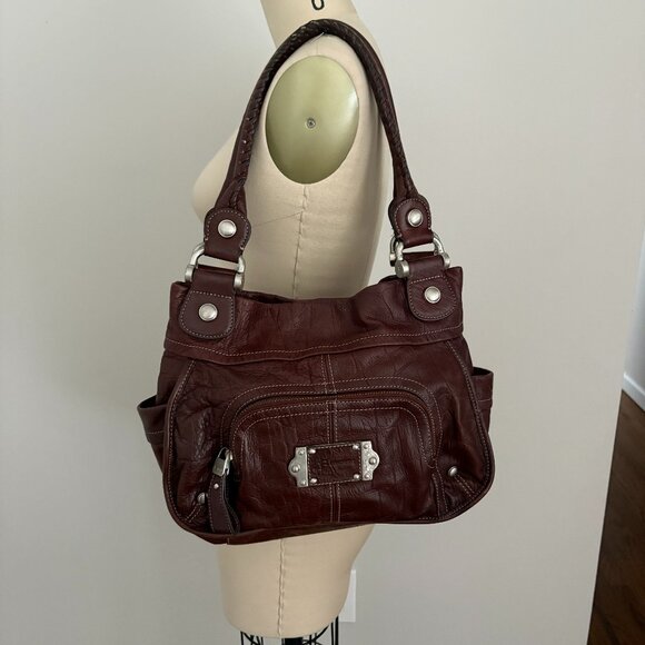 B Makowsky Soft Leather Hobo Shoulder Bag Purse Cheetah Print Lining Brown - Picture 1 of 10